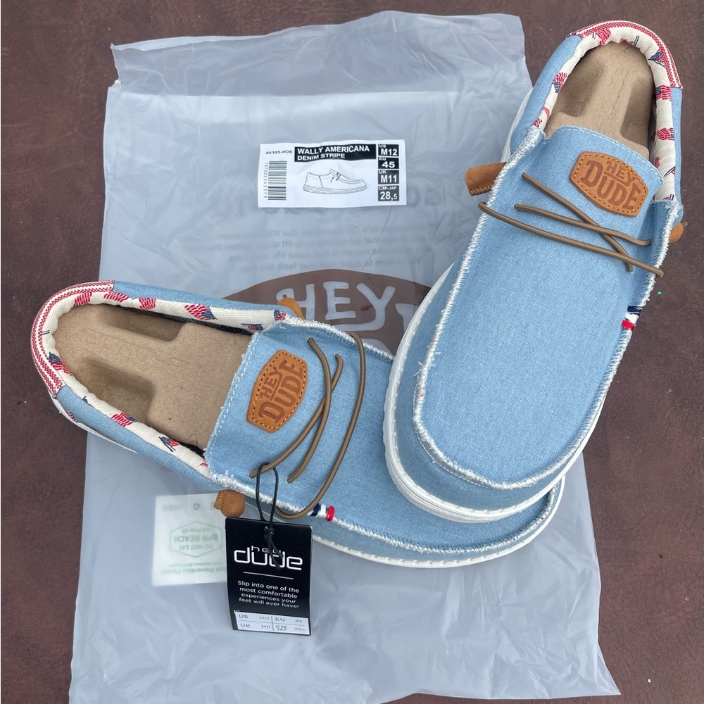 Hey Dude Wally Americana Denim Stripe - Mens 12